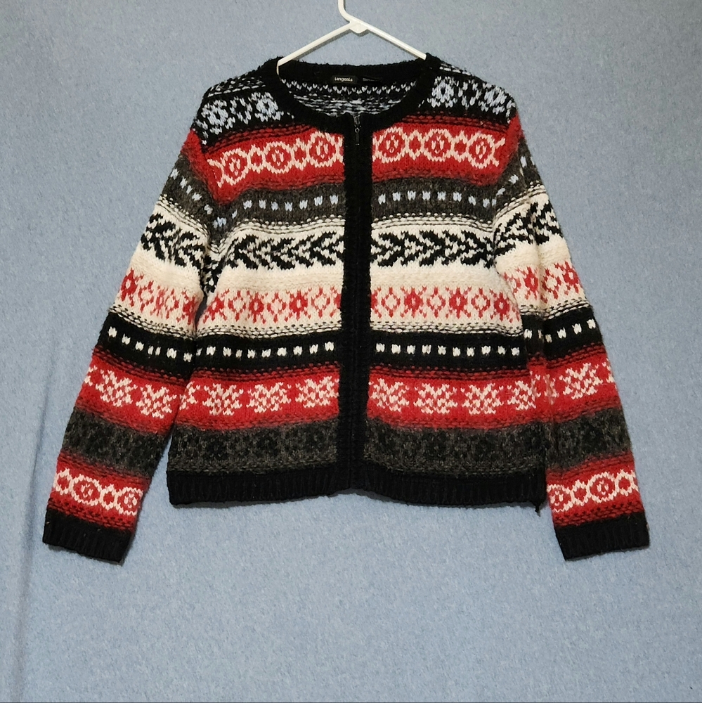 Tangents striped full zip cardigan sweater. Size large